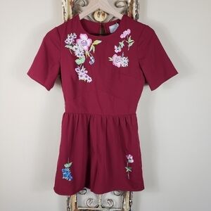 Asos Embroidered Burgundy Romper Sz 4P NWT